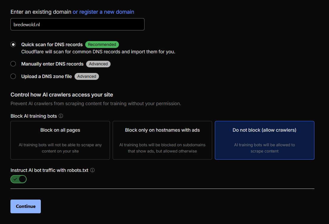 CloudFlare website overzicht