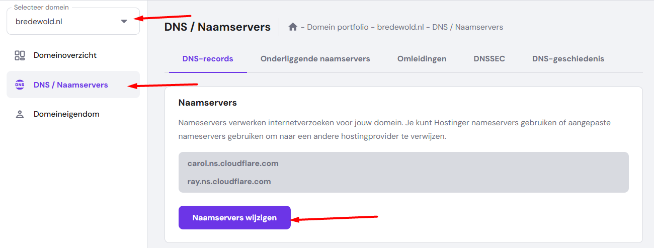 CloudFlare website overzicht