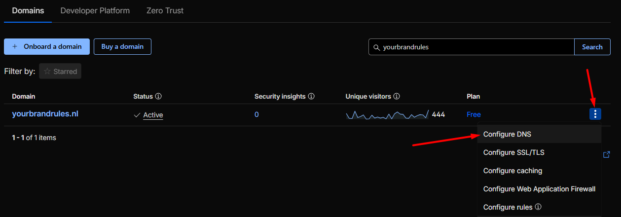 CloudFlare website overzicht