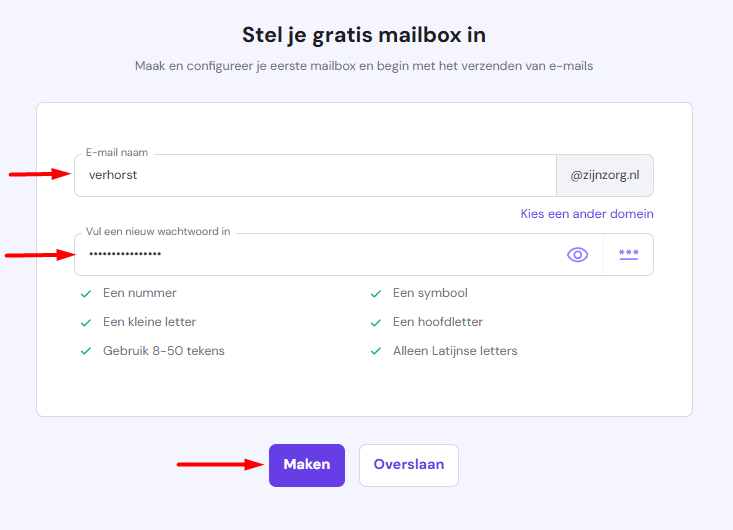 Maak inloggegevens aan